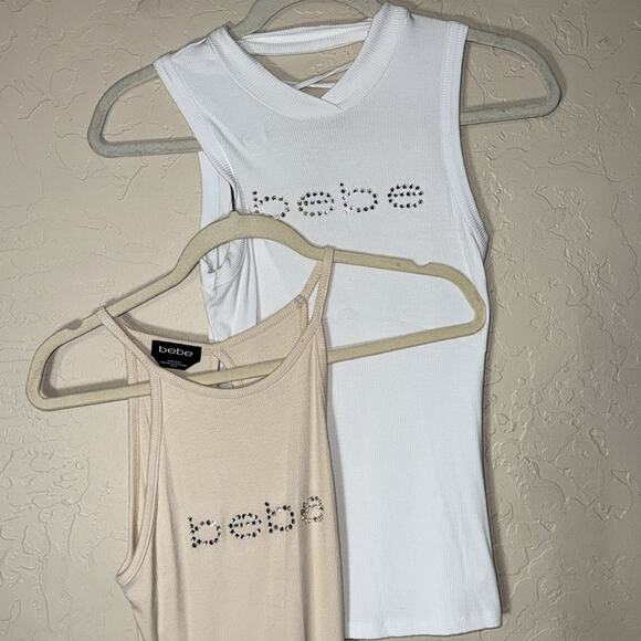 Y2K Bebe rhinestone tank top going out tops set of 2 - Picture 1 of 12